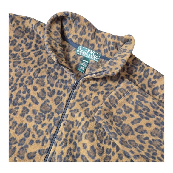 L-RL‎ Lauren Active Ralph Lauren Leopard Fleece Full Zip Jacket Women's 2XL - Picture 1 of 6